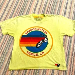 Neon Yellow Aviator Nation Boyfriend Tee, size small